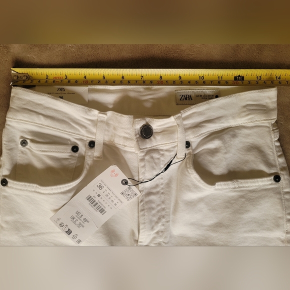 Zara Women White Cropped Bootcut Jeans Size US 4 NWT - Picture 3 of 9